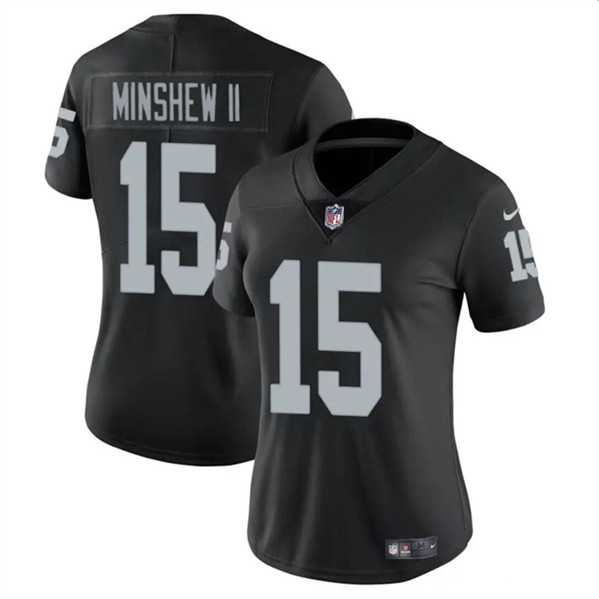 Womens Las Vegas Raiders #15 Gardner Minshew II Black Vapor Stitched Jersey Dzhi